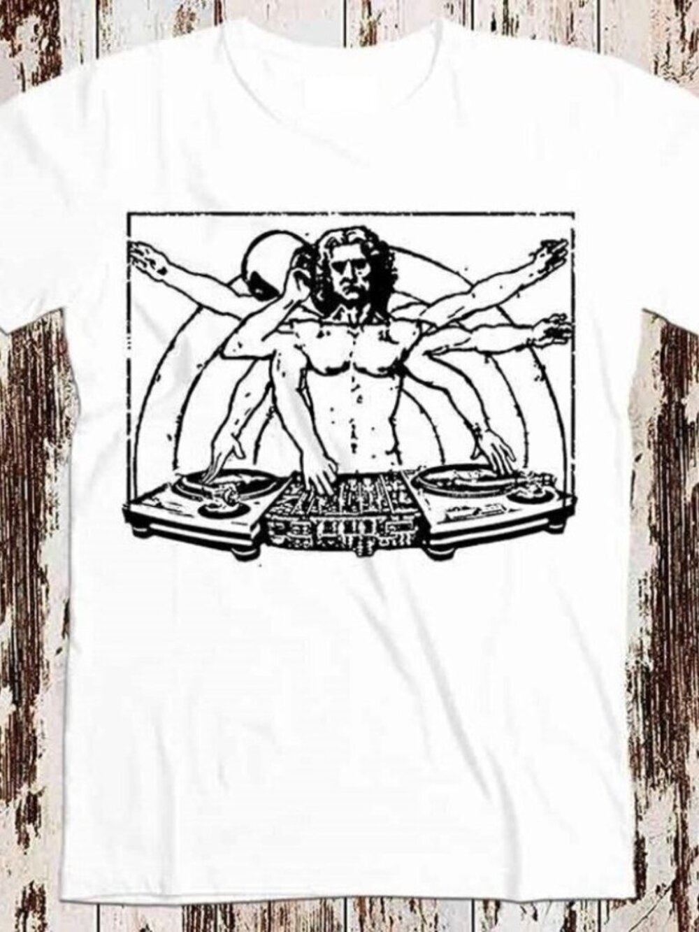 DJ Davinci Vinyl Record 80s Retro Graphic Music T-Shirt  287